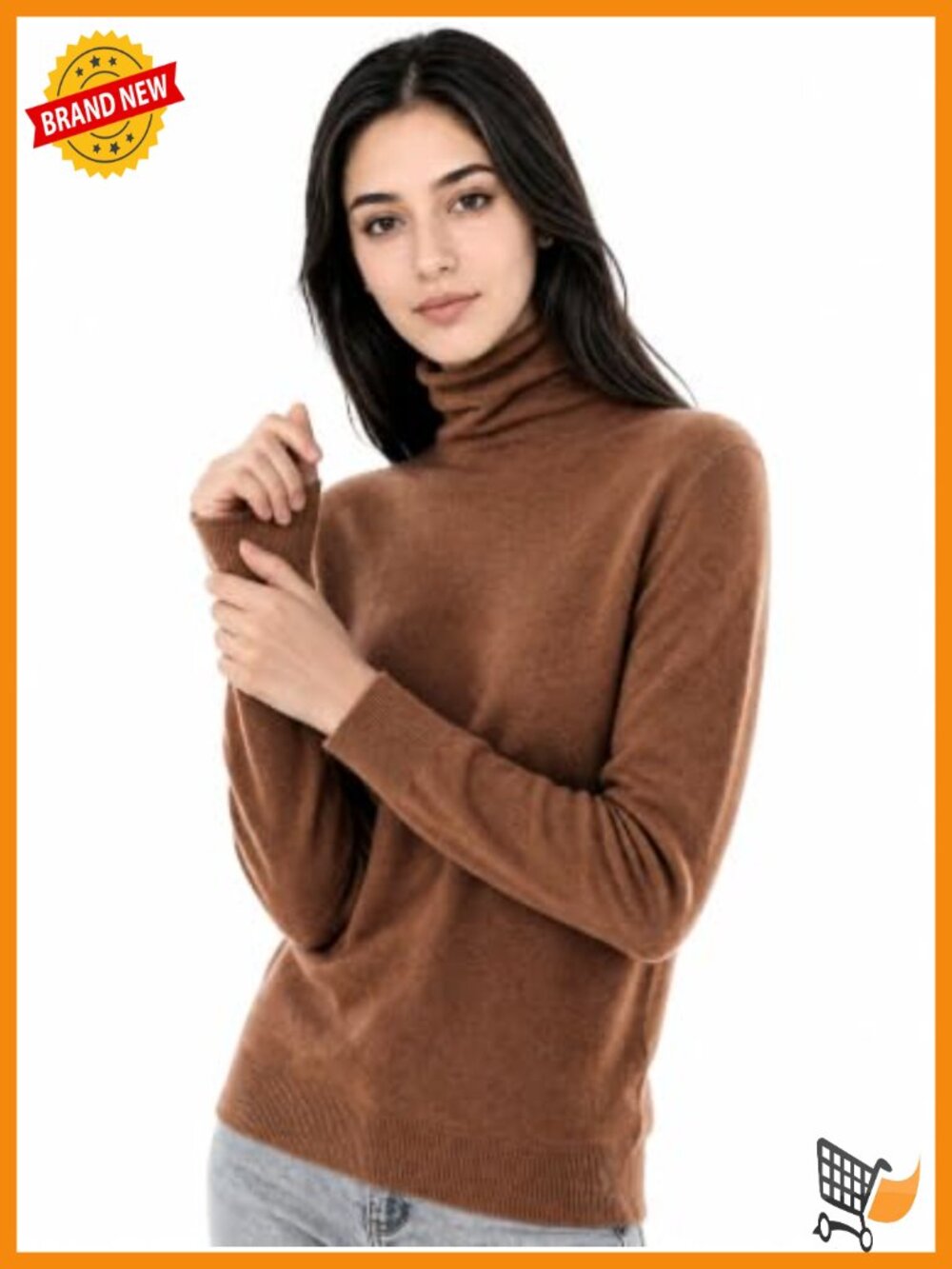 100% Cashmere Turtleneck Sweater Seamless Knit Pullover Warm Fall Winter